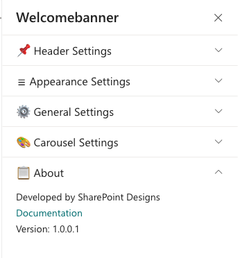Welcome Banner Property Pane