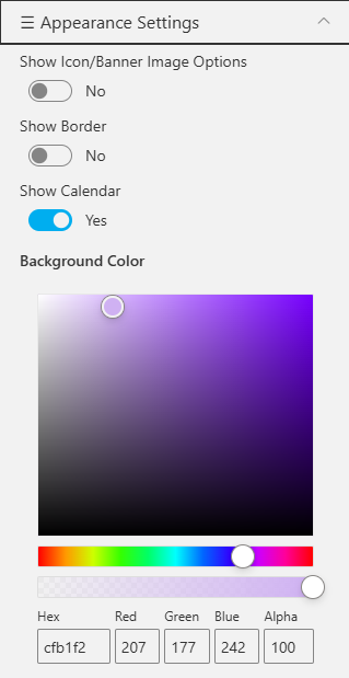 Appearance settings