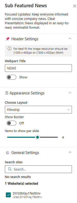 Featured News Property Pane