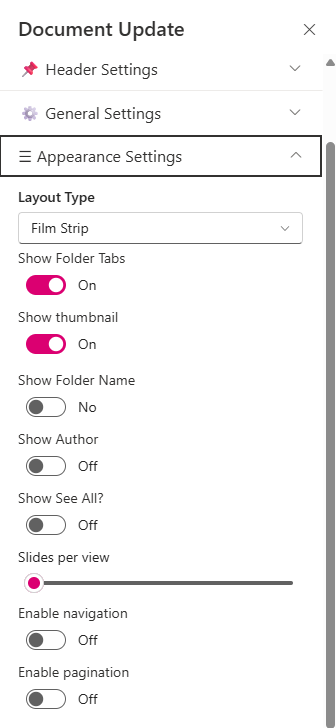 Appearance settings