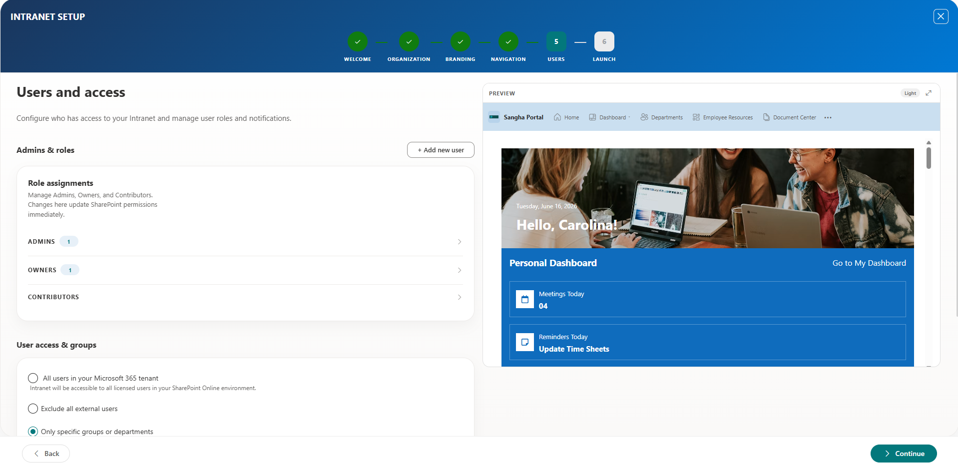 User Access Configuration