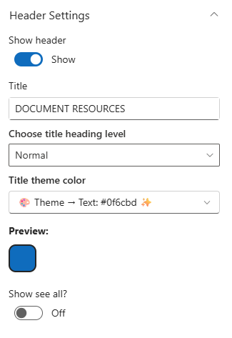 Header Settings Header Settings