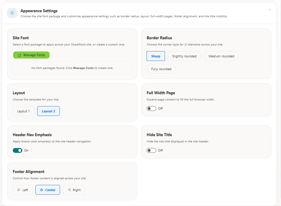 Branding - Appearance Settings Configuration