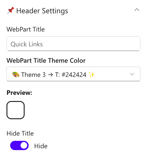 Top Nav Header Settings